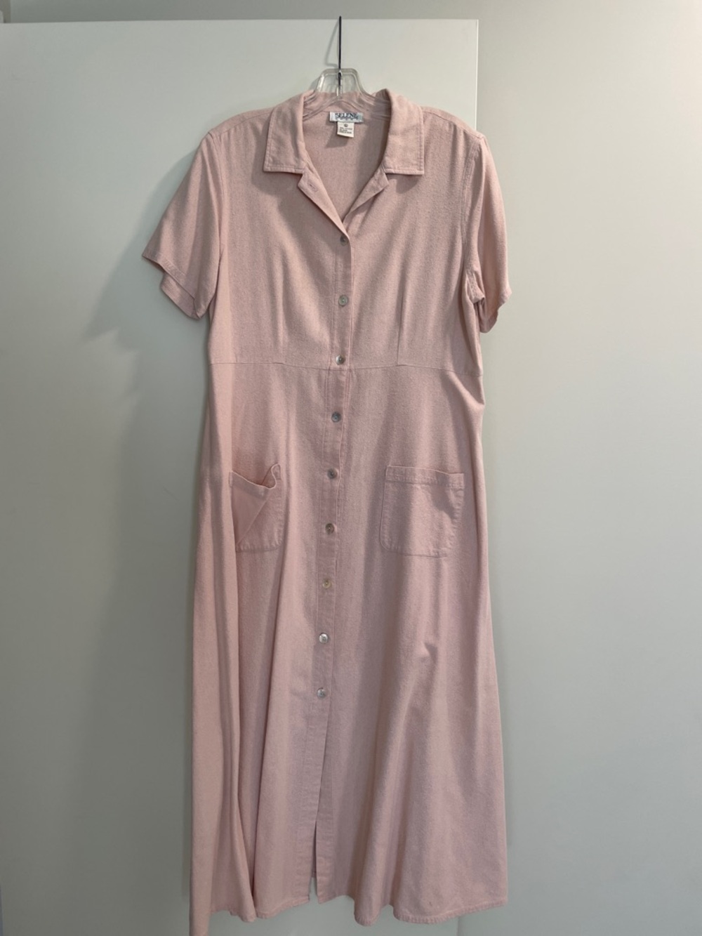Vintage 100% Silk Light Pink Button-Front  Dress 90s Y2K